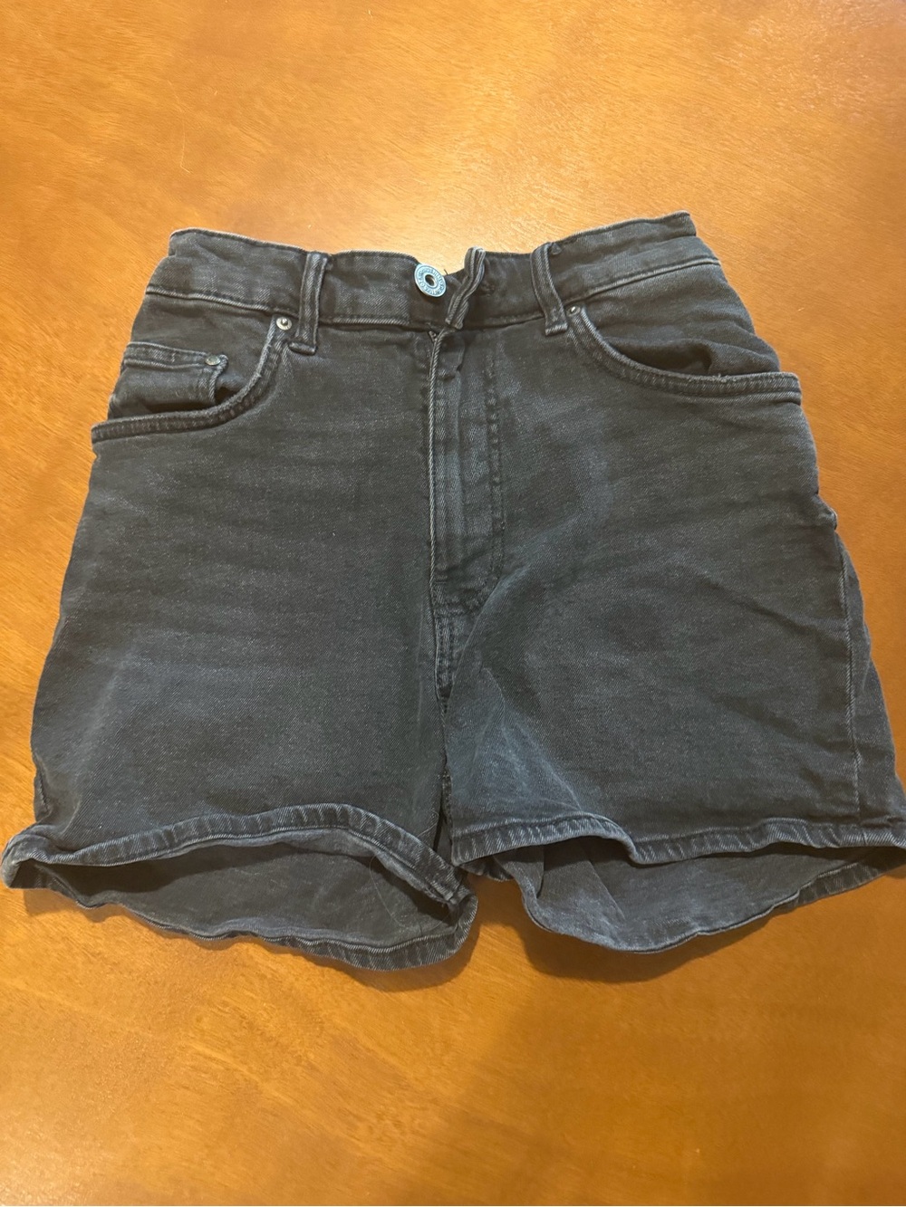 H&M black denim high-waist shorts